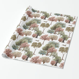 Papel De Presente Árvores da Floresta Coelhos
