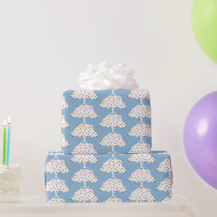 Papel De Presente Árvores de Frutas Coração Arco-íris