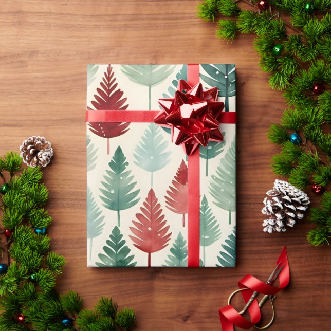 Papel De Presente Árvores de inverno Feriadas Botânicas Toda Ocasião (Presente de Natal)