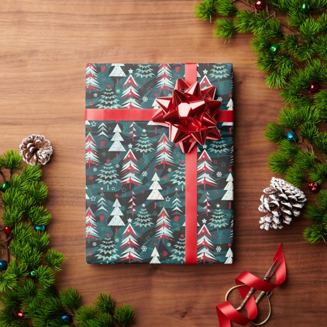 Papel De Presente Árvores de Natal. (Presente de Natal)