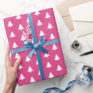 Papel De Presente Árvores de Natal Brancas Modernas Clássicas a Ro