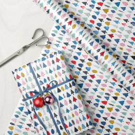 Papel De Presente Árvores de Natal Brilhantes e Cheias