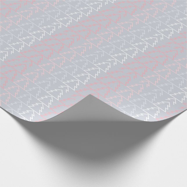 Papel De Presente Árvores de Natal Cinza Rosa Férias Modernas (Ponta)