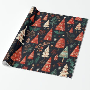 Papel De Presente Árvores de Natal coloridas