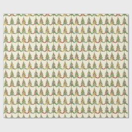 Papel De Presente Árvores de Natal Coloridas Festivas