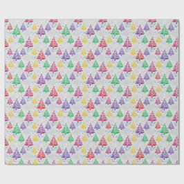 Papel De Presente Árvores de Natal Coloridas Natal