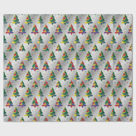 Papel De Presente Árvores de Natal Coloridas Natal