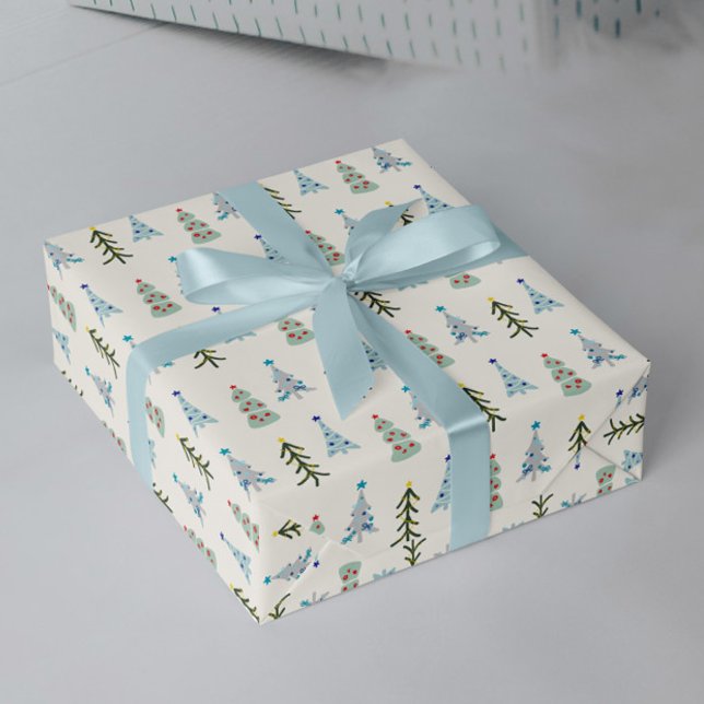 Papel De Presente Árvores de Natal da Sandinávia em Cueca (Cute Scandinavian Christmas trees wrapping paper for hygge gift decor)