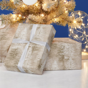 Papel De Presente Árvores de Natal de Creme de Marfim