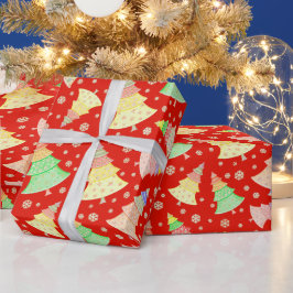 PAPEL DE PRESENTE ÁRVORES DE NATAL DE FERIADO AMARELO VERDE VERDE VE