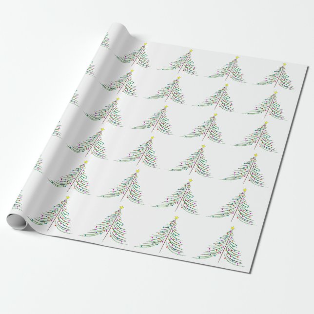Papel De Presente Árvores de Natal decoradas (Desenrolado)