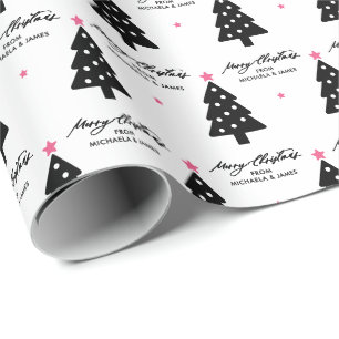 Papel De Presente Árvores de Natal e Estrelas de Natal Personalizada