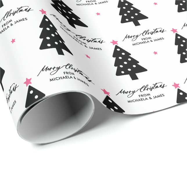 Papel De Presente Árvores de Natal e Estrelas de Natal Personalizada (Ponta do rolo)