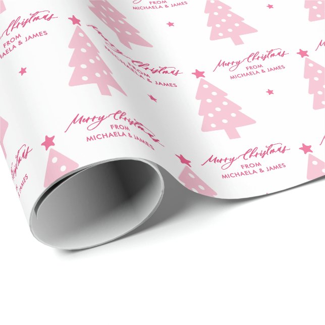 Papel De Presente Árvores de Natal e Estrelas de Natal Personalizada (Ponta do rolo)