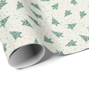 Papel De Presente Árvores de Natal e Pontos Padrão Retro