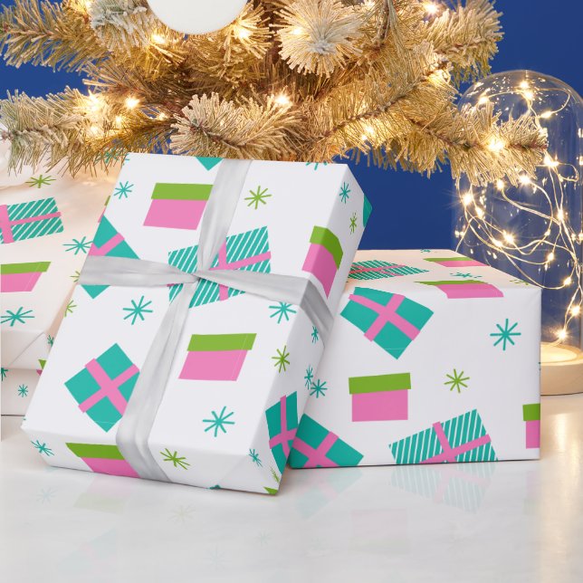 Papel De Presente Árvores de Natal e Presentes Natal Moderno (Feriados)