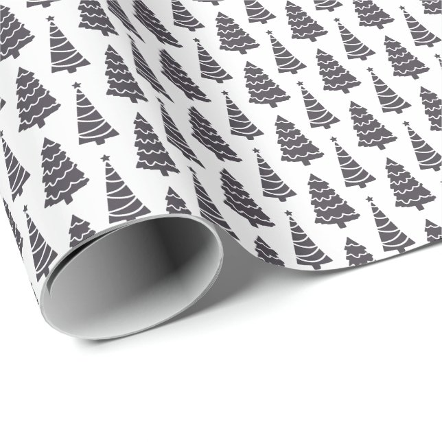 Papel De Presente Árvores de Natal Elegantes Modernas Presente (Ponta do rolo)