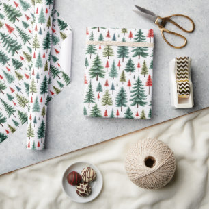 Papel De Presente Árvores de Natal em Branco