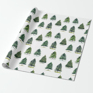 Papel De Presente Árvores de Natal escandinavos padrão de inverno az