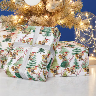 Papel De Presente Árvores de Natal Lindas Rato Musical