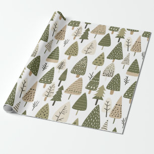 Papel De Presente Árvores de Natal marrom e verde