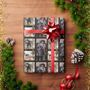 Papel De Presente Árvores de Natal na colagem de fotos estreladas a