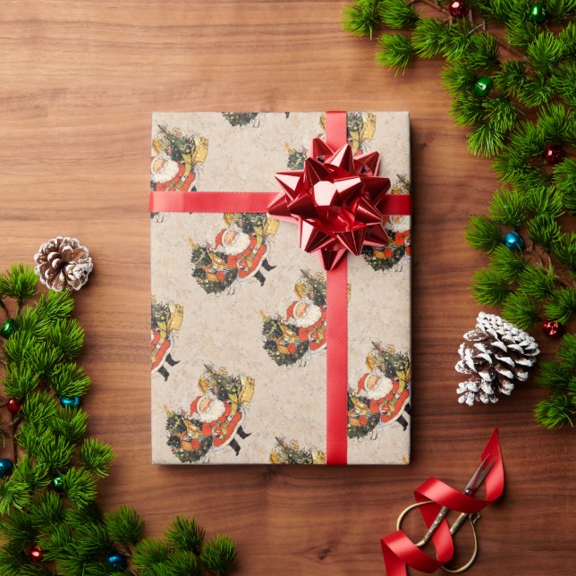 Papel De Presente Árvores de Natal papais noeis (Presente de Natal)