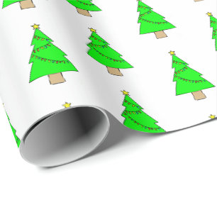 Papel De Presente Árvores de Natal Pequenas e Fofas