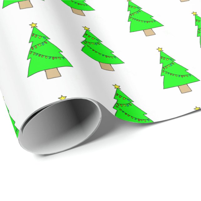 Papel De Presente Árvores de Natal Pequenas e Fofas (Ponta do rolo)