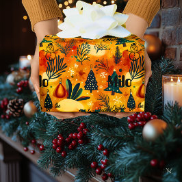 Papel De Presente Árvores de Natal Personalizadas e Crianças de Neve