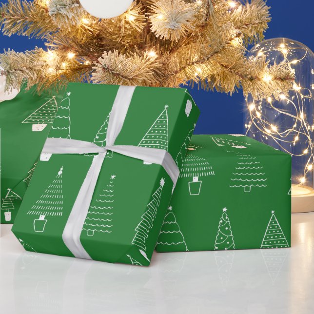 Papel De Presente Árvores de Natal Pinheiros Verdes Tradicionais Ele (Feriados)
