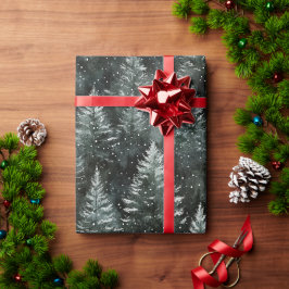 Papel De Presente Árvores de Natal Pinho Verde