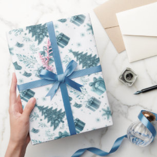 Papel De Presente Árvores de Natal, Presentes, Flocos de Neve e Meia