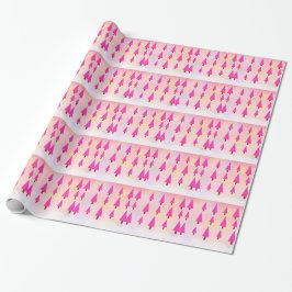 Papel De Presente Árvores de Natal Rosa