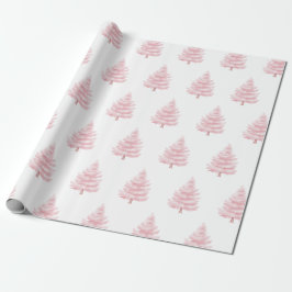Papel De Presente Árvores de Natal Rosa