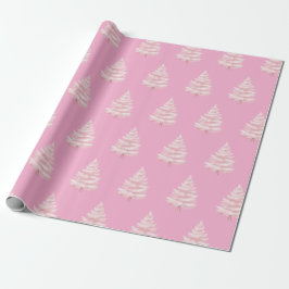 Papel De Presente Árvores de Natal Rosa Chic