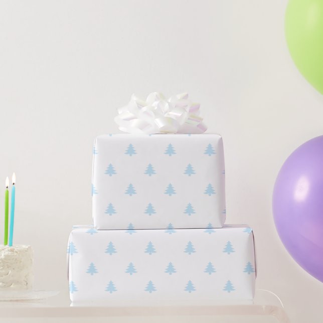 Papel De Presente Árvores de Natal simples e claras e brancas (Presentes para festas)