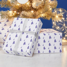 Papel De Presente Árvores de Natal Simples Modernas Azul
