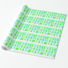Papel De Presente Árvores de Natal Verde Brilhante