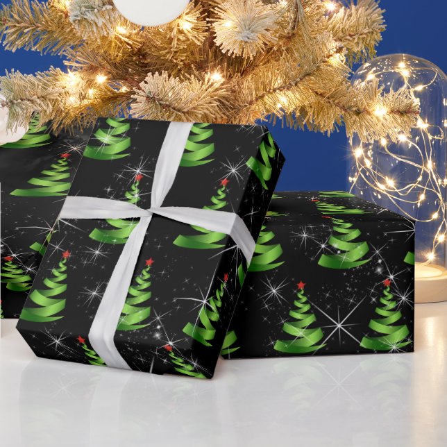 Papel De Presente Árvores de Natal Verde Espumantes (Feriados)