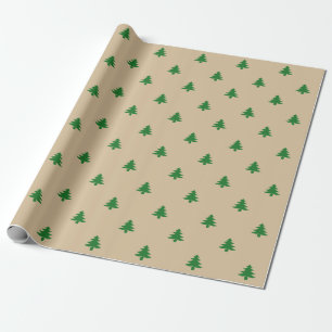 Papel De Presente Árvores de Natal verde & Kraft simples