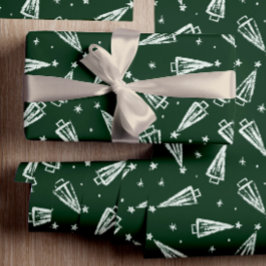 Papel De Presente Árvores de Natal Verdes