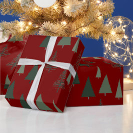 Papel De Presente Árvores de Natal verdes