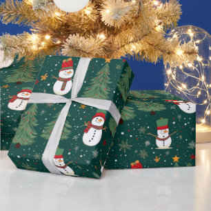 Papel De Presente Árvores de Natal Verdes Natal