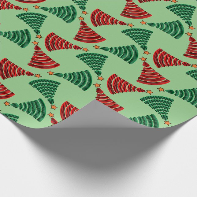 Papel De Presente Árvores de Natal Vermelhas e Verdes Escriváveis (Ponta)