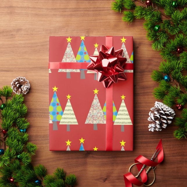 Papel De Presente Árvores de Natal Vermelhas Presente (Presente de Natal)