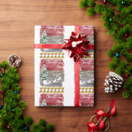 Papel De Presente Árvores de Natal vintage