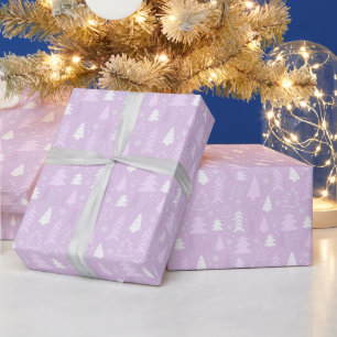Papel De Presente Árvores de Natal Violeta e Bonitas Papel de embrul