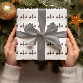 Papel De Presente Árvores de Natal Xadrez Personalizadas de Natal