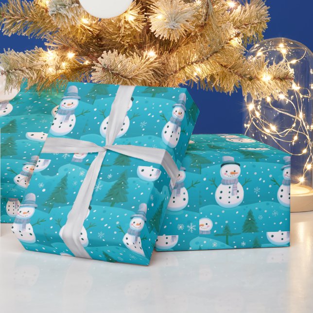 Papel De Presente Árvores de neve Flocos de neve Natal moderno Natal (Feriados)